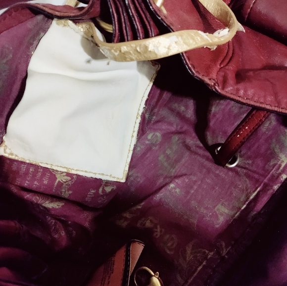 Vintage Juicy Couture Y2K Maroon Red Leather Purse Bag Hobo Satchel - Picture 12 of 14